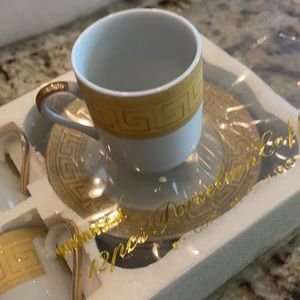 24 ct gold plated. Porcelain Turkish coffee set.